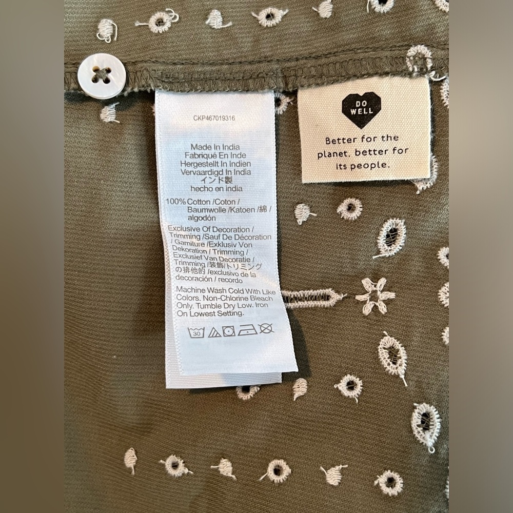 NWT Madewell Embroidered Corduroy Square-Neck Mini Dress - Green - Medium Petite - Picture 11 of 11